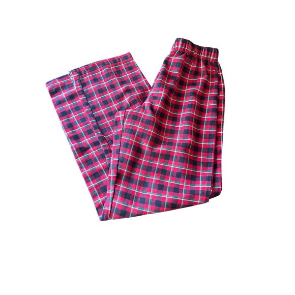 Lands End Womens Red & Black Plaid Pajama Pants Size 16 Polyester Elastic Waist - Picture 4 of 4